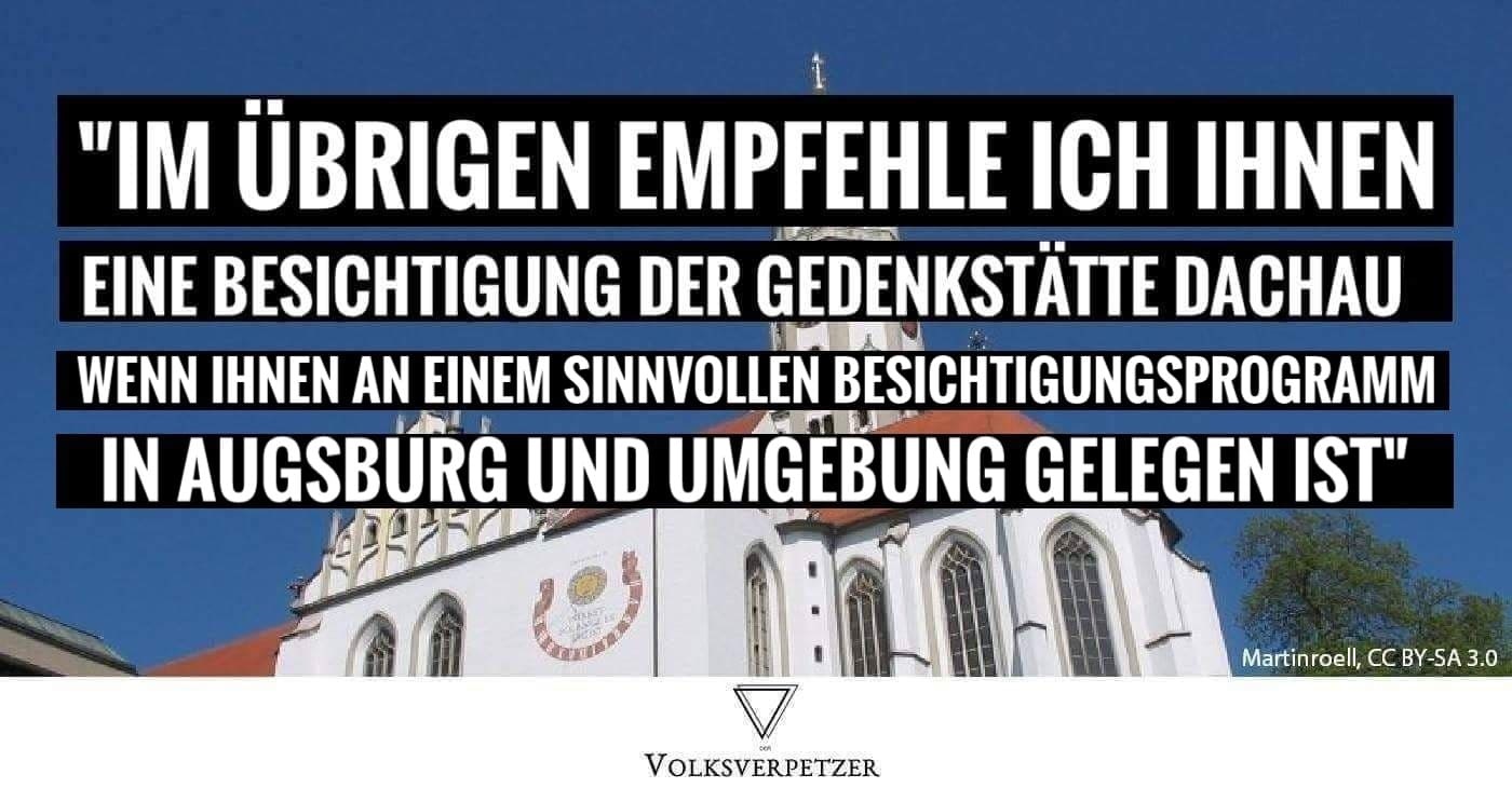 AfD wird Kirchenführung in Augsburg verweigert, bekommt stattdessen KZ-Besuch empfohlen