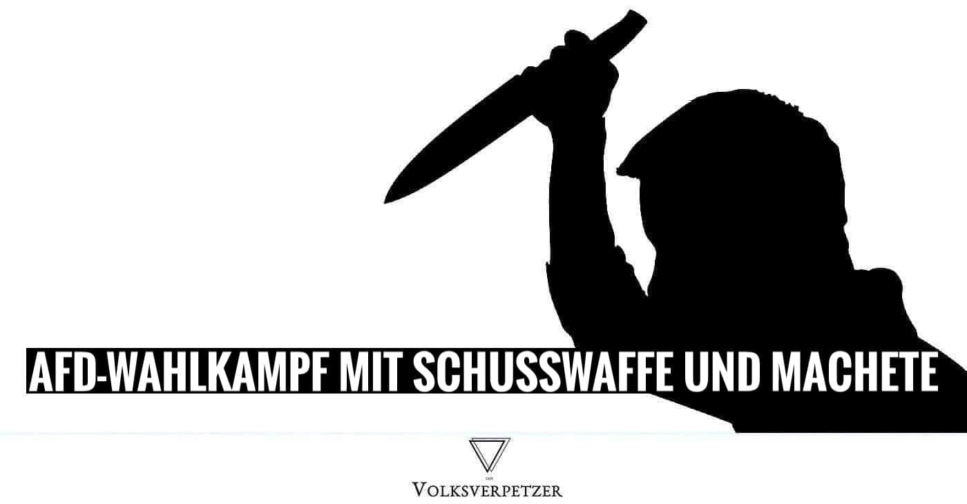 Diese Messermänner verschweigt Weidel: AfD-Wahlkampf mit Schusswaffe & Machete!