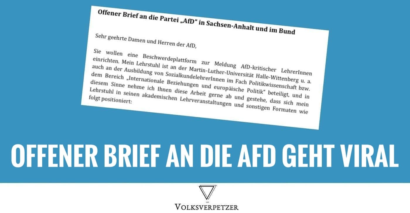 AfD-Meldeportal: Uni-Lehrstuhl legt 5 Geständnisse ab!