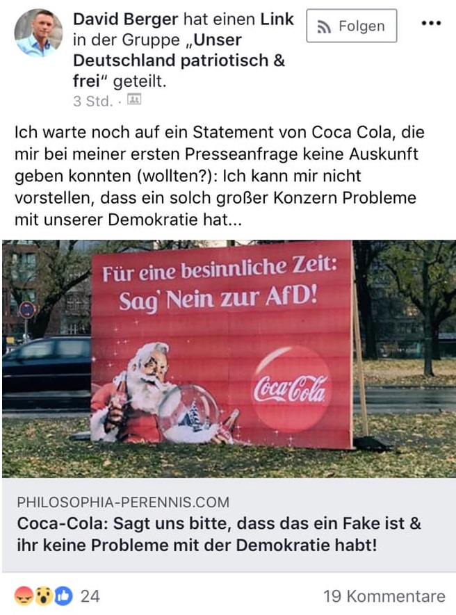 Rechte Trinken Jetzt Nur Noch Pepsi Coca Colas Reaktion Auf Dieses Plakat Volksverpetzer