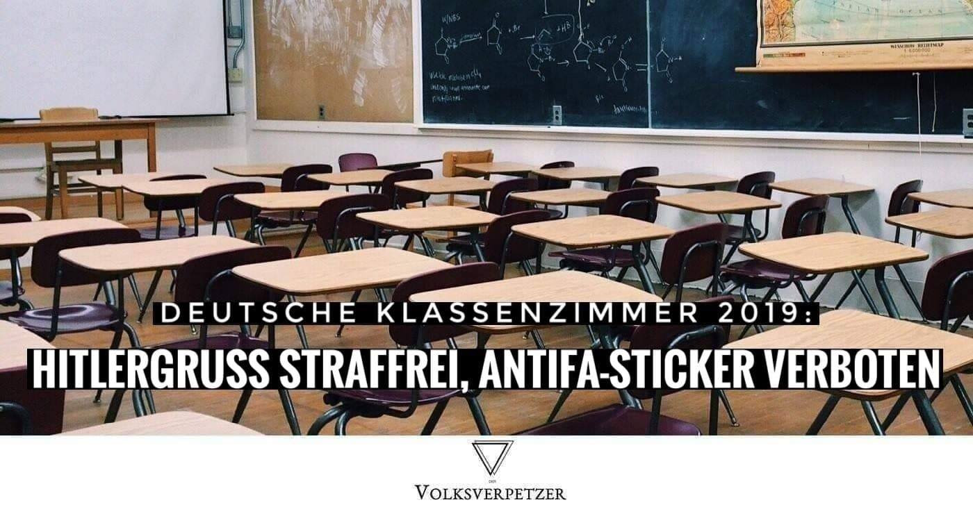 Deutschland 2019: Hitlergruß im Klassenzimmer straffrei, „Antifa“-Sticker verboten