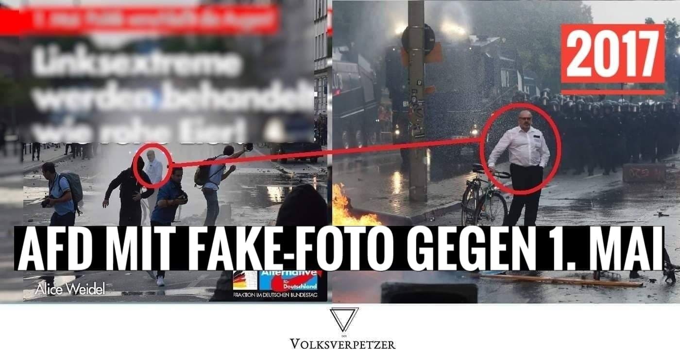 Fake: AfD hetzt mit 2 Jahre altem Bild von G20 gegen 1. Mai-Proteste
