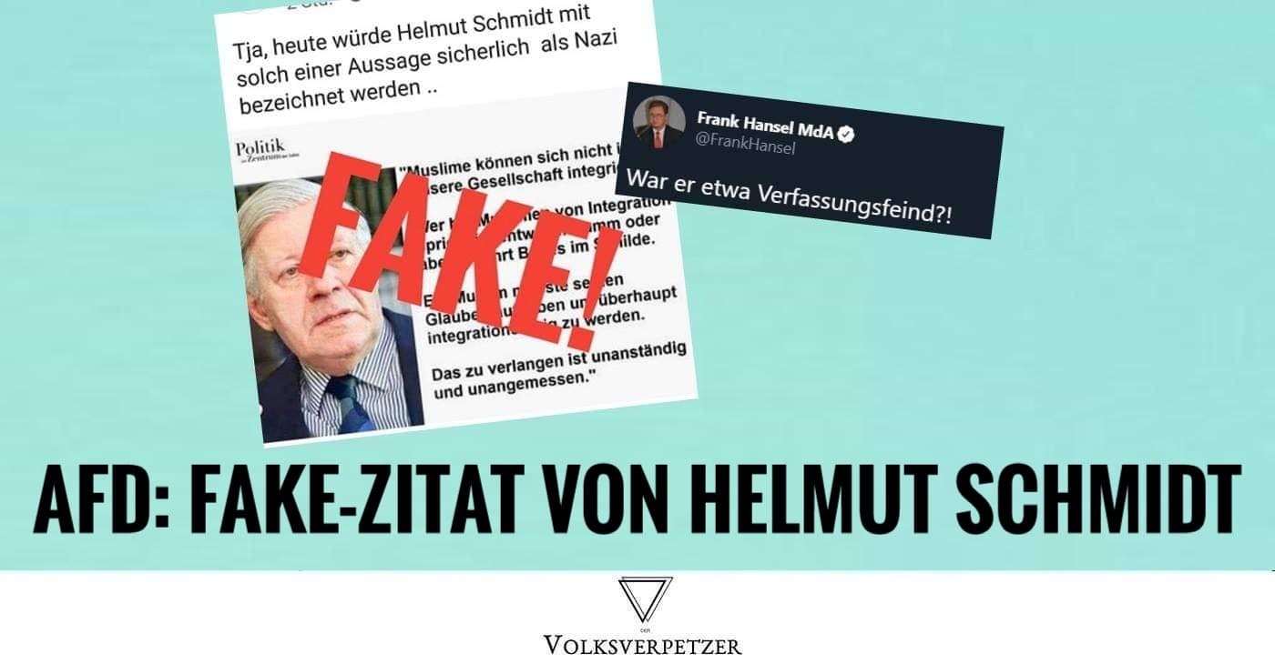AfD verbreitet Fake Zitat von Helmut Schmidt, um Hetze gegen Muslime zu relativieren
