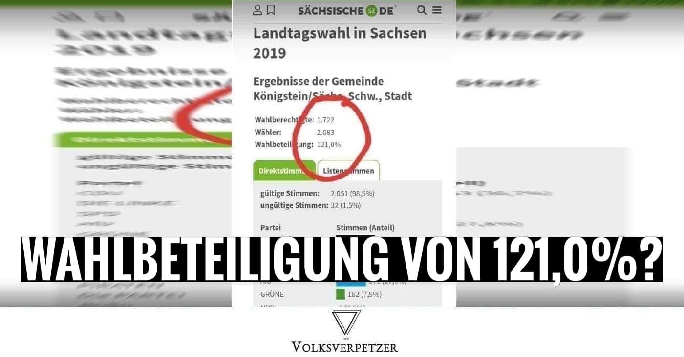 Landtagswahl Sachsen: Wahlbeteiligung von 121,0% in Königstein?