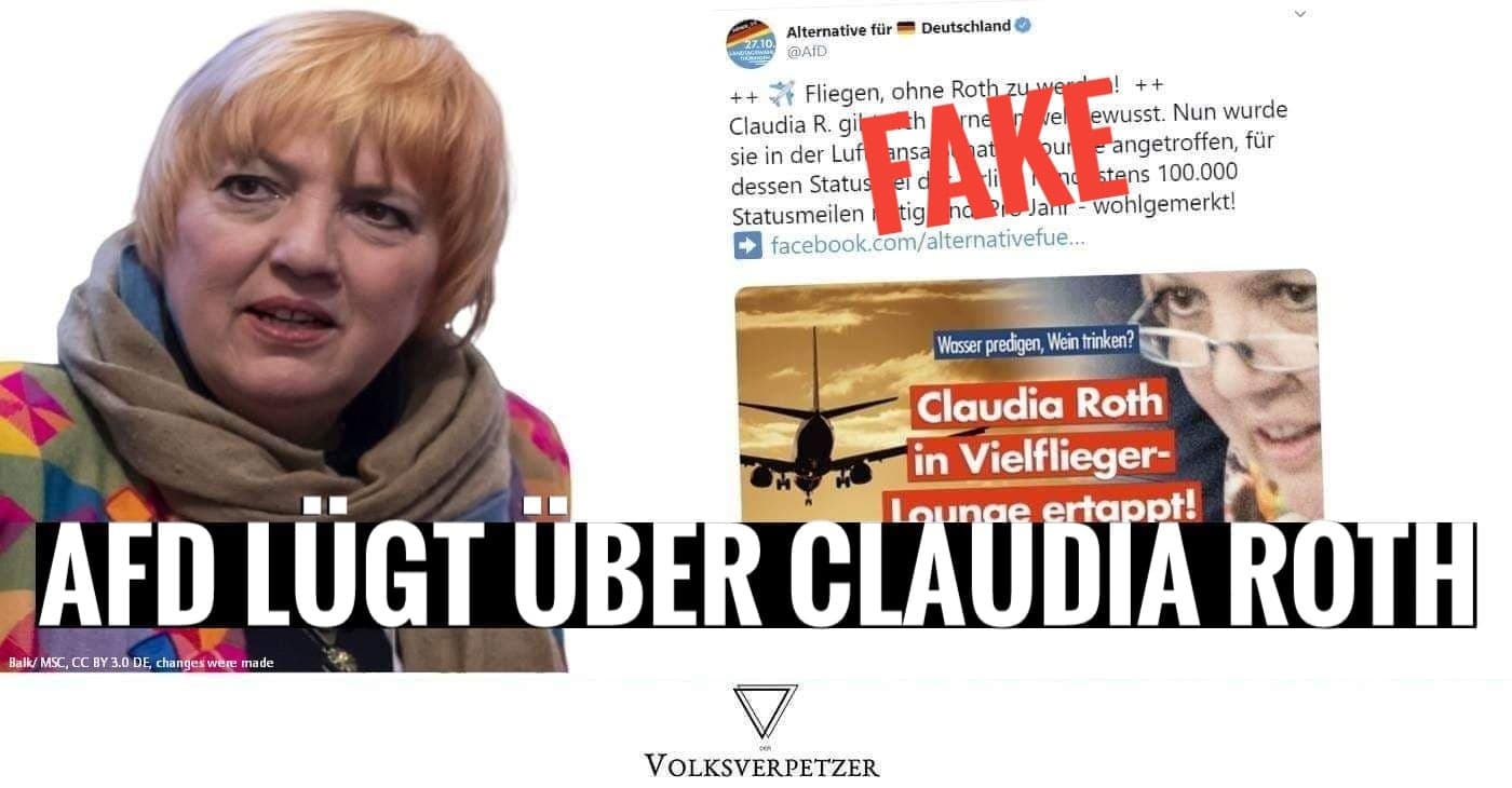 Fake News über Flugmeilen: AfD lügt über Claudia Roth