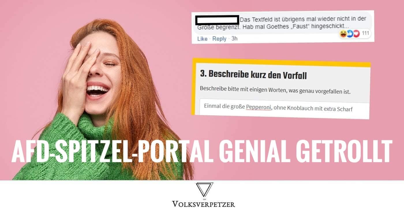 Nutzer trollen das neue AfD-Spitzel-Portal: Die besten Einsendungen
