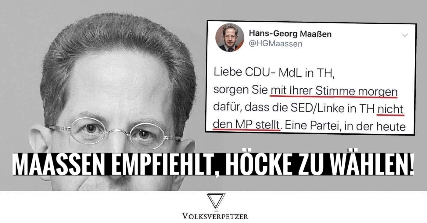Kein Scherz: Maaßen empfiehlt CDU Thüringen, Faschist Höcke zu wählen!