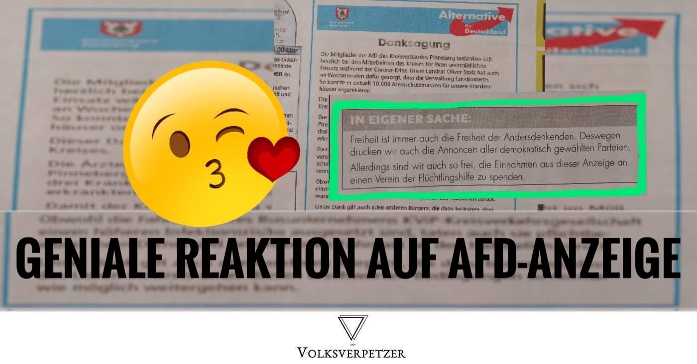 So geht das! So gut trollt diese Zeitung aus Pinneberg eine Annonce der AfD