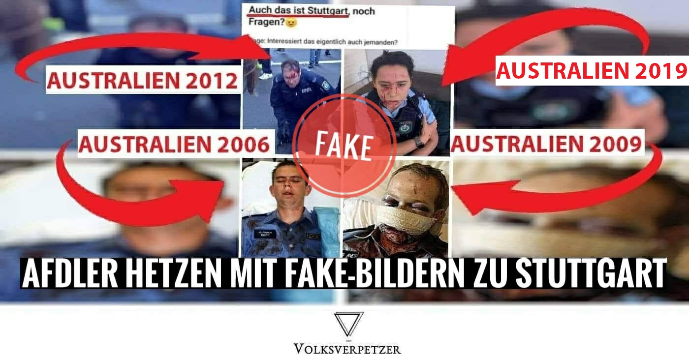 Fakes über Stuttgart: AfDler verbreiten Bilder von Polizisten aus Australien!