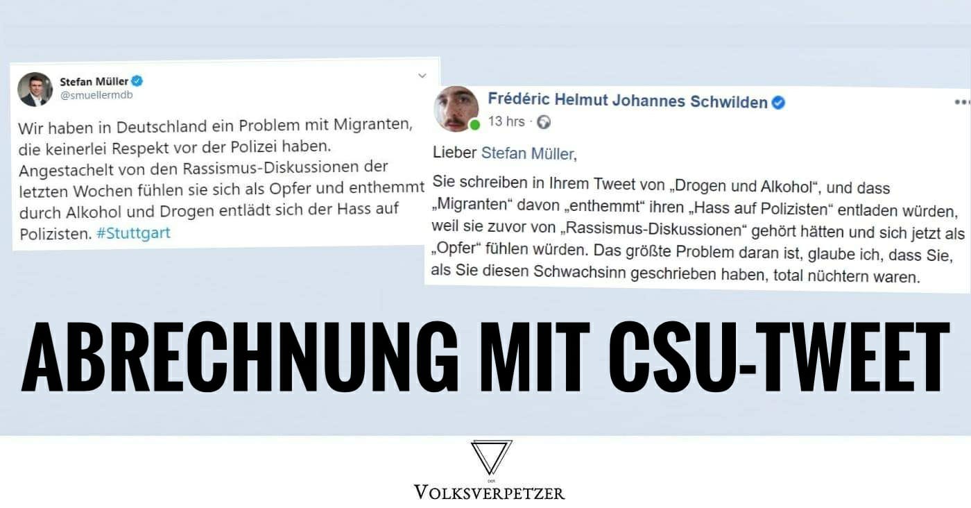 Stuttgart: So gut rechnet dieser Beitrag mit einem rassistischen CSU-Tweet ab
