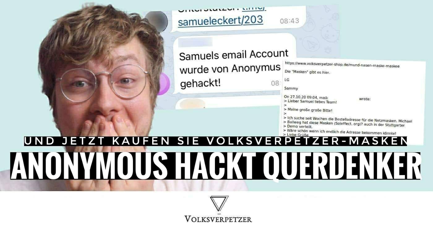 Anonymous hackt Querdenker Eckert – und jetzt kaufen Querdenker Volksverpetzer-Masken!