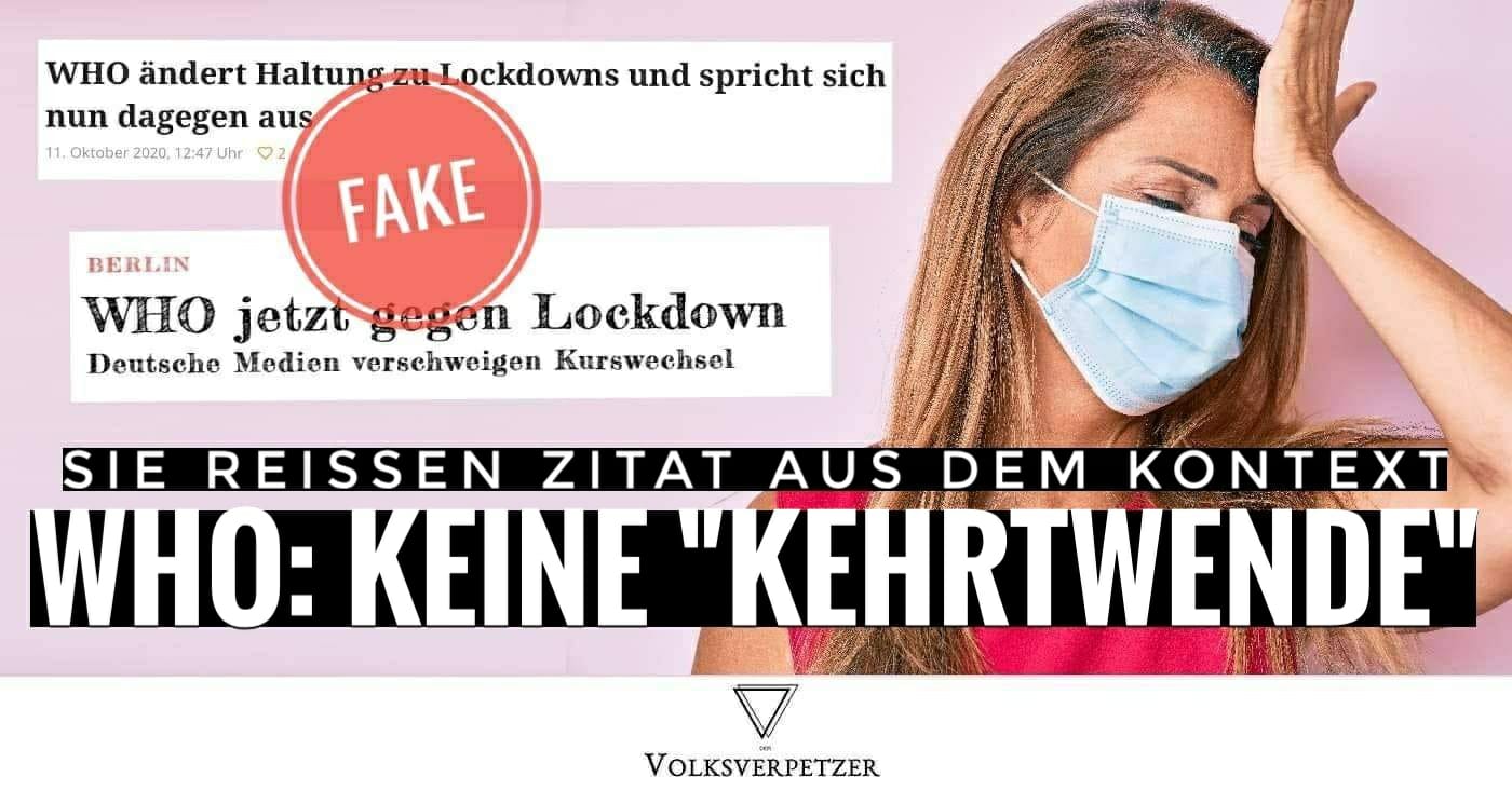 Pandemie-Leugner lügen weiter: KEINE “Lockdown Kehrtwende” bei der WHO