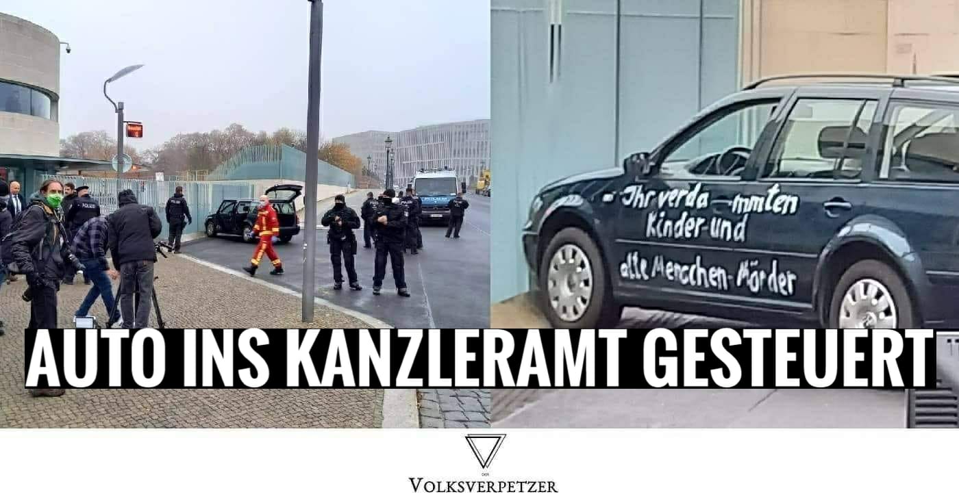 Auto rammt Tor von Kanzleramt: Querdenker feiern UND wittern false flag gleichzeitig