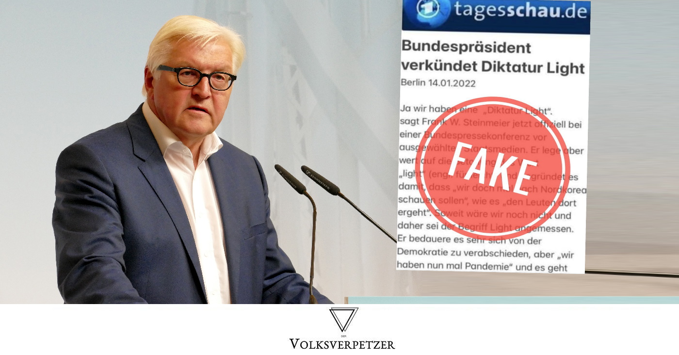 Querdenker fälschen Screenshot mit „Diktatur Light“ von Bundespräsident Steinmeier