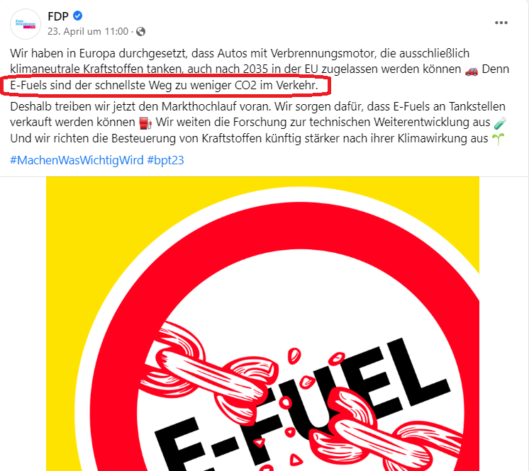 Warum diese Aussage der FDP zu E-Fuels an Energie-Esoterik grenzt