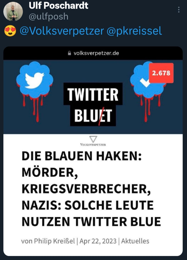 Rechte schäumen: Volksverpetzer bekam Twitter Blue geschenkt