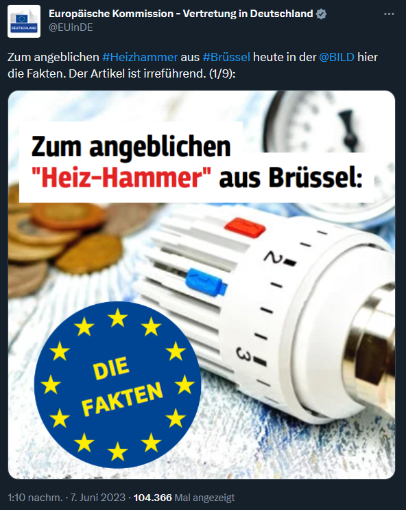 „Heiz-Hammer“: BILD lügt so hart, EU-Kommission muss sie faktenchecken