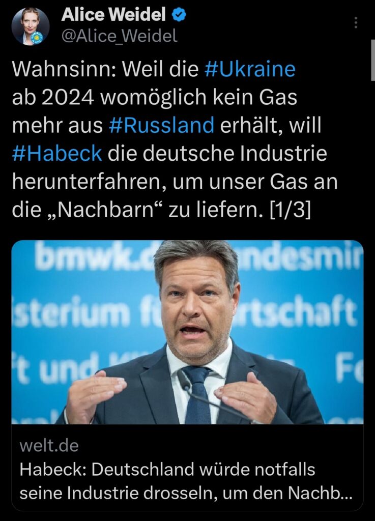 AfD dankt: WELT reißt Habeck-Satz aus dem Kontext – Industrie sicher!